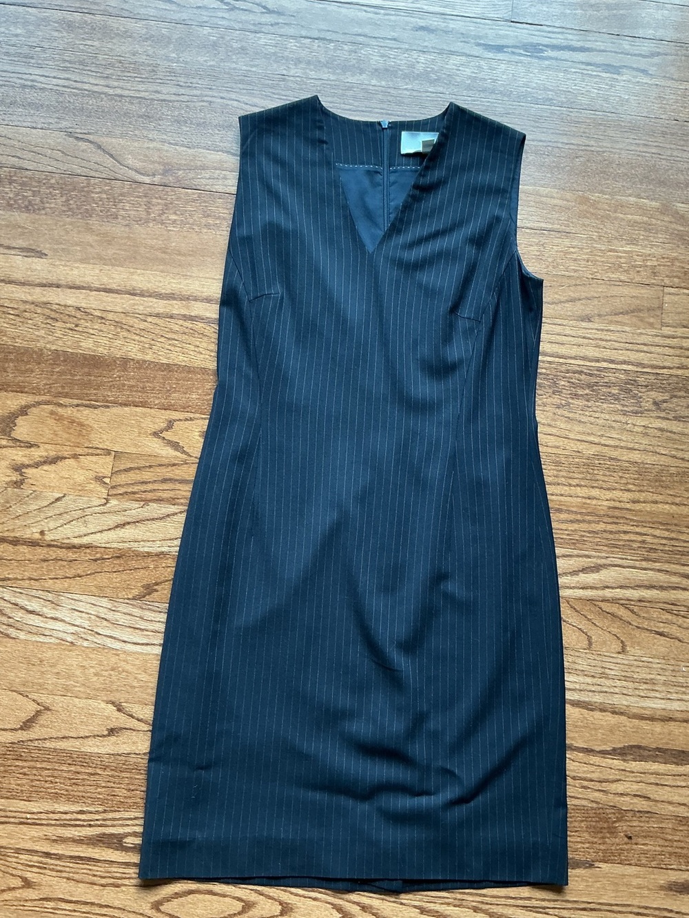 BOSS Sleeveless Pinstripe Sheath Dress in Black